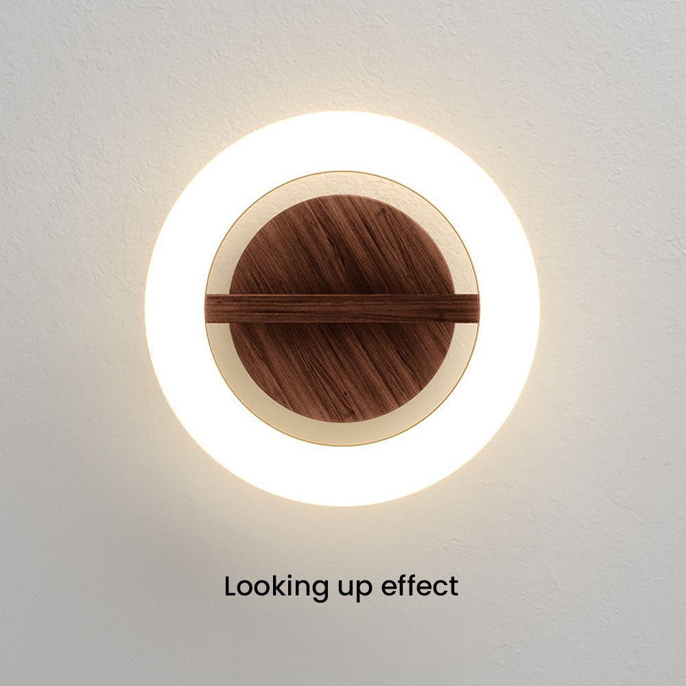 Flush Mount LED Disc Ceiling Light – Wood Finish Round Fixture for Bedroom, Hallway & Dining Room – 8-12 Inch Compact Low Profile Design