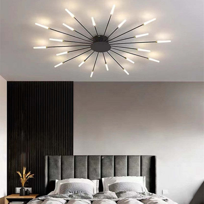Large LED Ceiling Light Fixture with Multiple Bulbs for Living Room Bedroom Hotels White Metal Acrylic Flush Mount Indoor Lighting 10-16 Squ