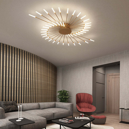 Large LED Ceiling Light Fixture with Multiple Bulbs for Living Room Bedroom Hotels White Metal Acrylic Flush Mount Indoor Lighting 10-16 Squ