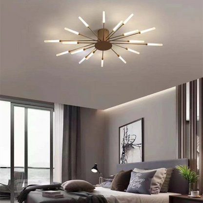 Large LED Ceiling Light Fixture with Multiple Bulbs for Living Room Bedroom Hotels White Metal Acrylic Flush Mount Indoor Lighting 10-16 Squ