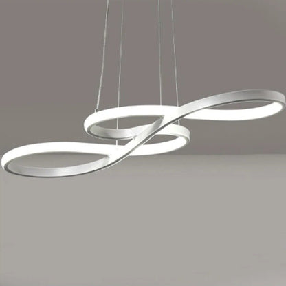Modern Circle Hanging Fixture with Remote Dimming for Dining Room & Kitchen Island Adjustable Height 47 in Black White Gold Finish Contempor
