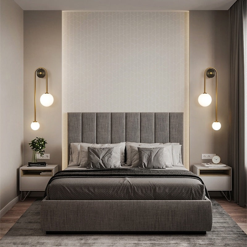 Glass Shade Wall Sconce Light with Brass-Finish Metal Frame for Hallway, Bedroom, Living Room & Bathroom Lighting