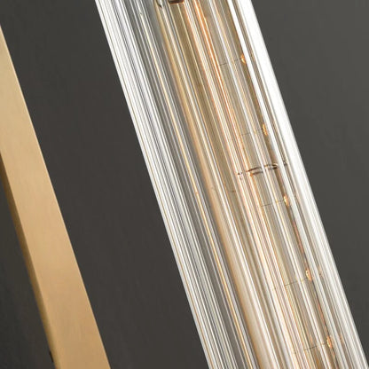 Vertical Glass Sconce with Gold Metal Frame 23 Inch LED Fixture for Bath Vanity Bedroom Hallway Ambient Illumination Contemporary Accent