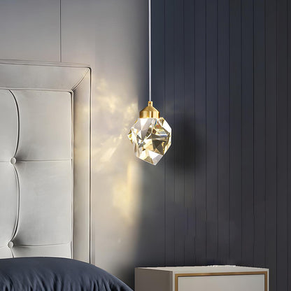 Hanging Ceiling Fixture with Crystal Accents and Adjustable 78-Inch Cord, LED Tri-Color 5W Chandelier for Dining Rooms & Entryways