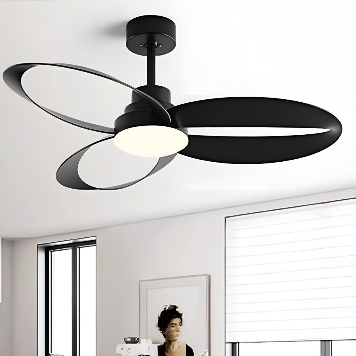 42 Inch Reversible Ceiling Fan with LED Light | 6-Speed Remote Control for Bedroom Living Room | Adjustable Color Temperature 3000K-6000K
