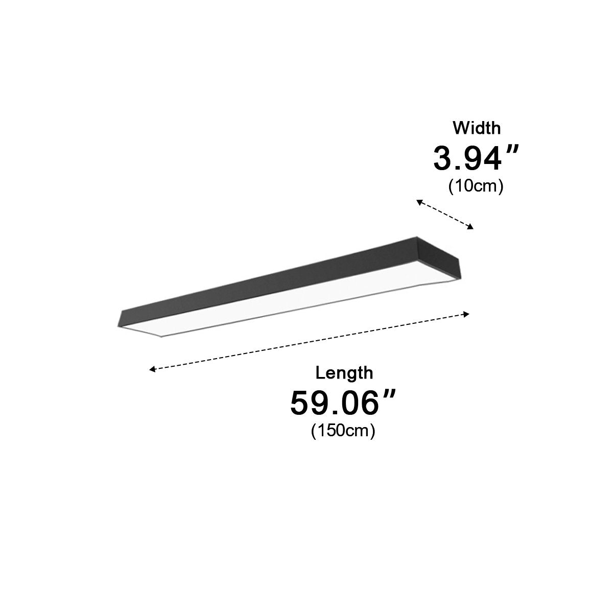 LED Strip Fixture Aluminum 59 in Black Suspended Office Gym Workstation Retail Shop Recessed Commercial Task Light Panel