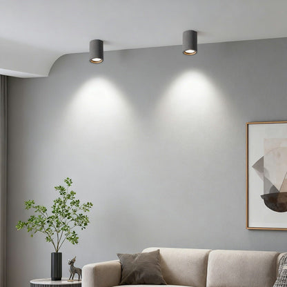 Cylinder Ceiling Spotlight Gray Aluminum GU10 7W LED for Kitchen Bedroom Living Room Hallway Modern Industrial Minimalist Architectural Acce