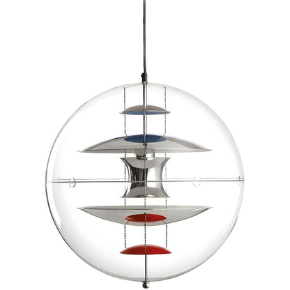 Spherical LED Pendant Fixture 16-Inch Clear Acrylic Gold Interior Adjustable Hanging Lamp for Kitchen Island Dining Table Living Room Bar Co