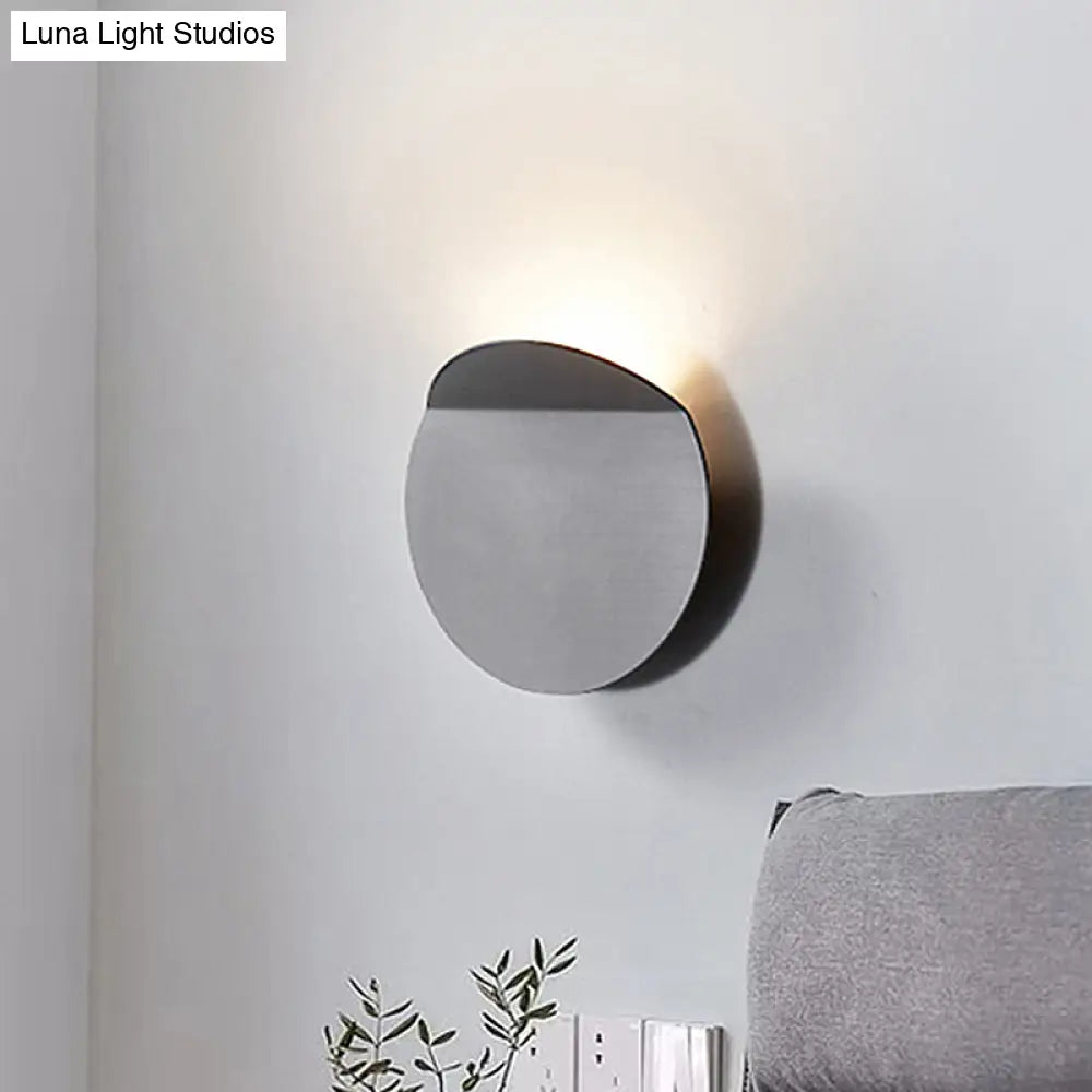 LED Wall Sconce Indoor Hallway Light Round Metal Fixture Black White Gray Gold Bronze Adjustable Brightness Corridor Entryway Hardwired