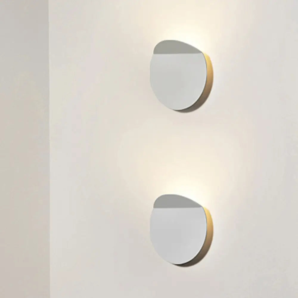 LED Wall Sconce Indoor Hallway Light Round Metal Fixture Black White Gray Gold Bronze Adjustable Brightness Corridor Entryway Hardwired