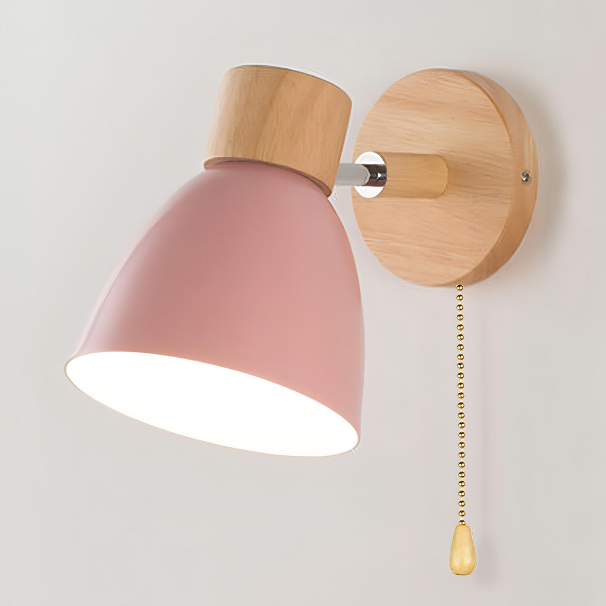 Nordic-Style Hardwired Sconce with Cord Pull – Diffused Glow for Bedroom, Hallway & Reading Spaces