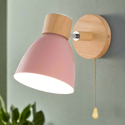 Nordic-Style Hardwired Sconce with Cord Pull – Diffused Glow for Bedroom, Hallway & Reading Spaces