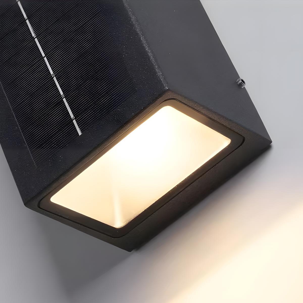 Modern Solar LED Outdoor Sconce with Remote Control Dual-Beam Up Down Light for Facade Patio Garden Entryway Weatherproof Aluminum Fixture i