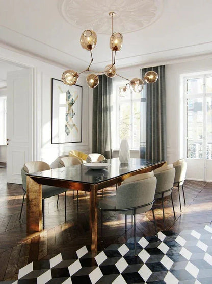 Branching Globe Chandelier with Smoky Glass Shades – Multi-Arm Statement Fixture for Dining Room & Kitchen Island Lighting
