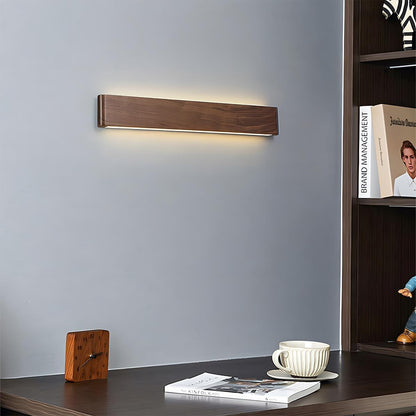 Rectangular Walnut Wood LED Wall Sconce 8 in Adjustable Light Modes Bedroom Hallway Living Room Modern Minimalist Japandi Scandinavian Indoo