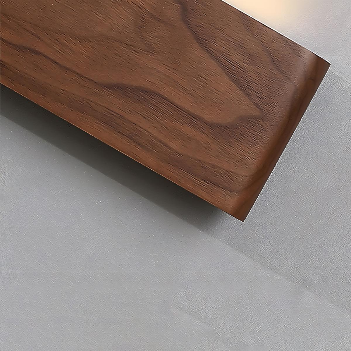 Rectangular Walnut Wood LED Wall Sconce 8 in Adjustable Light Modes Bedroom Hallway Living Room Modern Minimalist Japandi Scandinavian Indoo