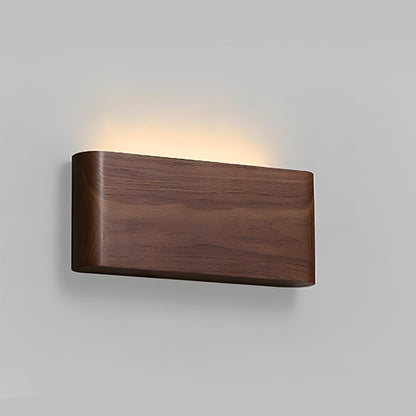 Rectangular Walnut Wood LED Wall Sconce 8 in Adjustable Light Modes Bedroom Hallway Living Room Modern Minimalist Japandi Scandinavian Indoo