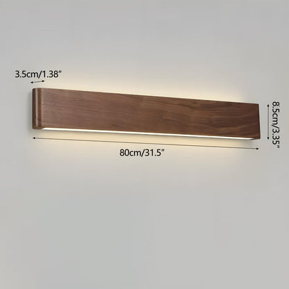 Rectangular Walnut Wood LED Wall Sconce 8 in Adjustable Light Modes Bedroom Hallway Living Room Modern Minimalist Japandi Scandinavian Indoo