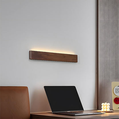 Rectangular Walnut Wood LED Wall Sconce 8 in Adjustable Light Modes Bedroom Hallway Living Room Modern Minimalist Japandi Scandinavian Indoo