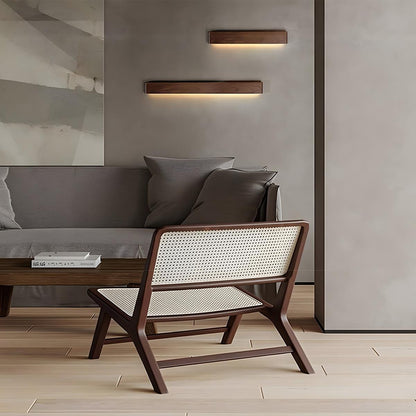 Rectangular Walnut Wood LED Wall Sconce 8 in Adjustable Light Modes Bedroom Hallway Living Room Modern Minimalist Japandi Scandinavian Indoo
