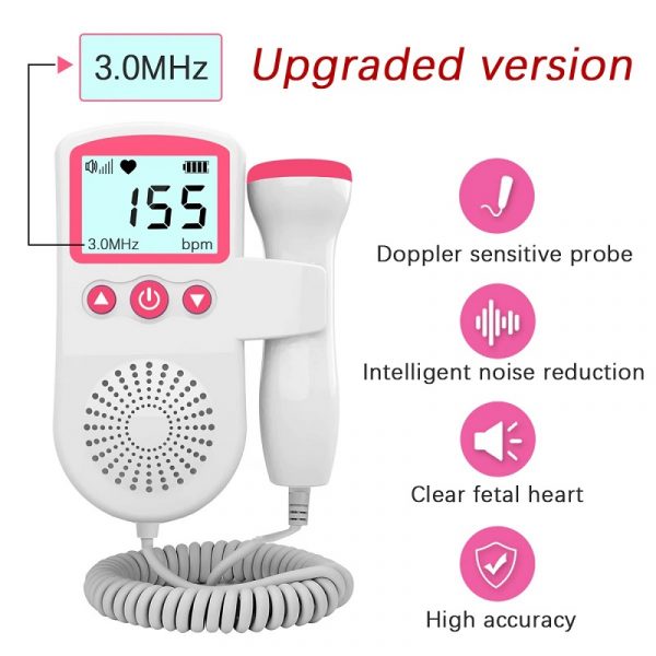 Handheld Fetal Heart Rate Monitor for Home Pregnancy Monitoring with LCD Display & Audio Speaker