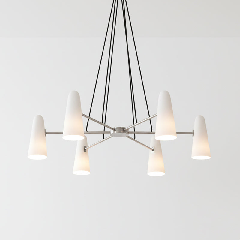 Overhead Light Fixture with Frosted Globes in Metal Frame for Dining or Living Spaces 6 to 8 Arms Extendable Cord