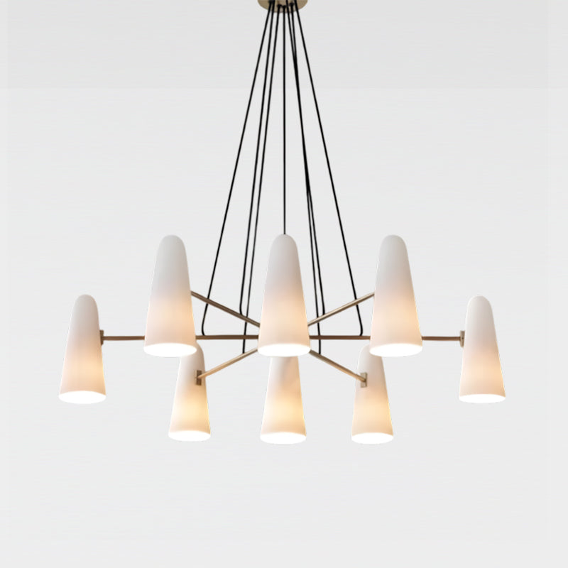 Overhead Light Fixture with Frosted Globes in Metal Frame for Dining or Living Spaces 6 to 8 Arms Extendable Cord