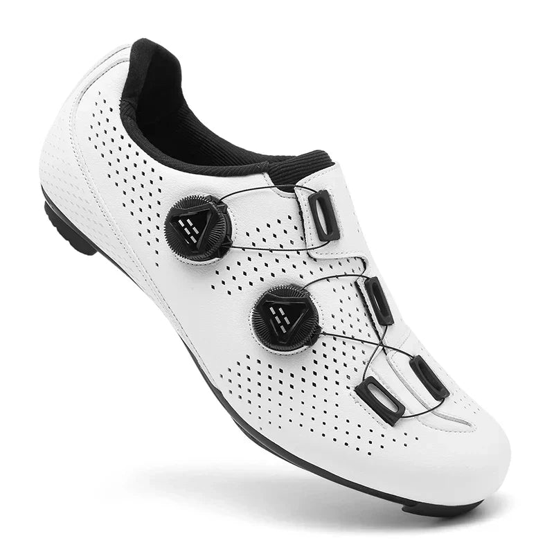 Dual-Dial Cycling Shoes for Road and Mountain Biking with Breathable Mesh Upper and Stiff Rubber Sole for Men and Women