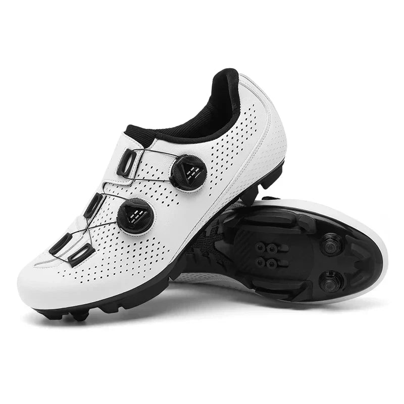 Dual-Dial Cycling Shoes for Road and Mountain Biking – Breathable Synthetic Leather with Rubber Sole for Men and Women