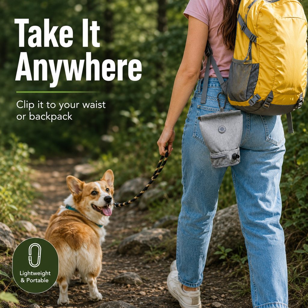 Ortekor Dog Poop Bag Holder for Walks - Carry Used Waste Bags Hands-Free Until the Next Trash Can
