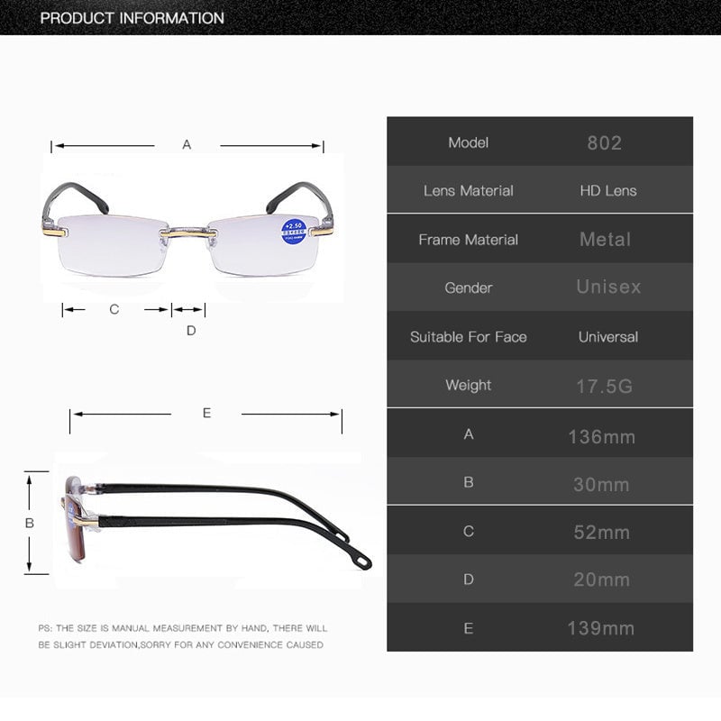 Progressive Reading Glasses with Screen Filter | No-Line Bifocals for Computer Work & Reading | Lightweight Titanium Frame | Anti-Fatigue