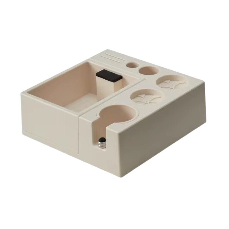 Espresso Tamping Mat with Integrated Knock Box for Home Baristas – Adjustable Portafilter Rest & Grounds Container