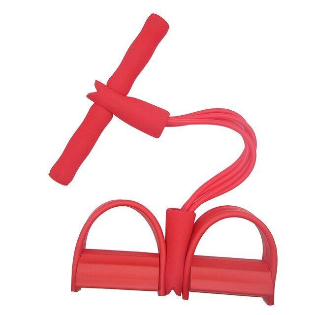 Resistance Band Trainer with Foot Pedal & Handles – 4-Tube Latex Core Workout System for Arms, Abs, Legs & Full Body – Portable Home Gym