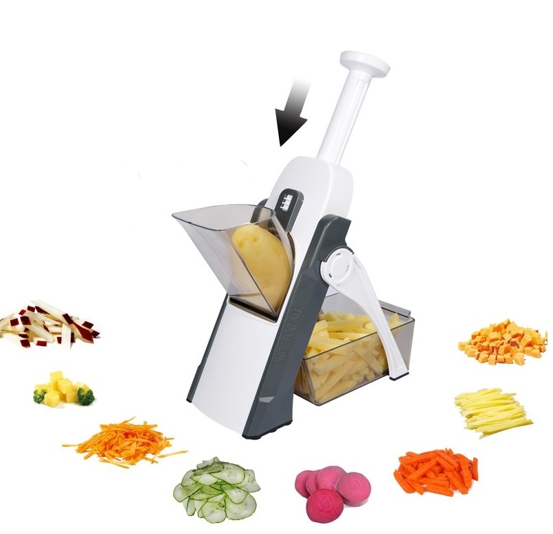 Lever-Action Produce Cutter with Adjustable Blades for Uniform Slicing and Dicing in Seconds | Kitchen Prep Tool for Vegetables, Fruits, Sal