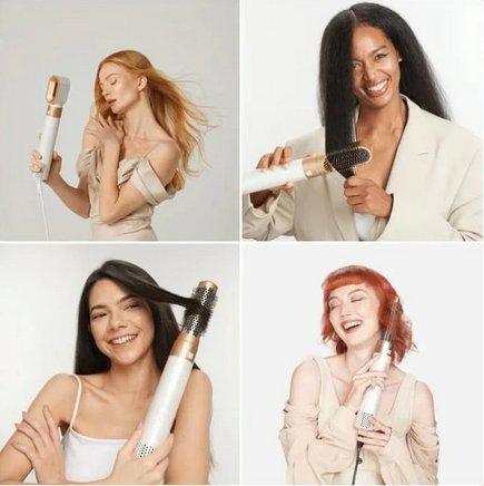 5-in-1 Blow Dryer Brush 1000W Hot Air Styling Tool with Interchangeable Attachments for Curling Volumizing Straightening Women's Hair Dryer