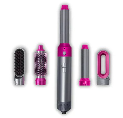 5-in-1 Blow Dryer Brush 1000W Hot Air Styling Tool with Interchangeable Attachments for Curling Volumizing Straightening Women's Hair Dryer