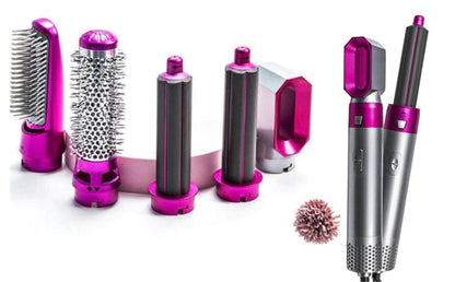 5-in-1 Blow Dryer Brush 1000W Hot Air Styling Tool with Interchangeable Attachments for Curling Volumizing Straightening Women's Hair Dryer