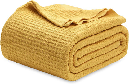 Cozy Haven | 100% Cotton Queen Blanket with Cooling Waffle Weave | Soft & Breathable for Summer Comfort