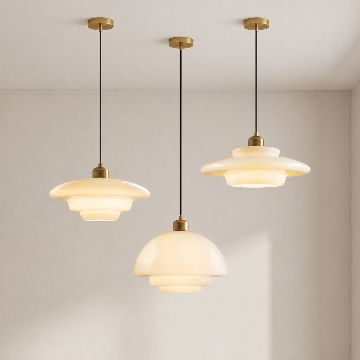 Frosted Glass Pendant Light – Modern Minimalist Kitchen & Dining Room Ceiling Fixture with Diffused LED Glow