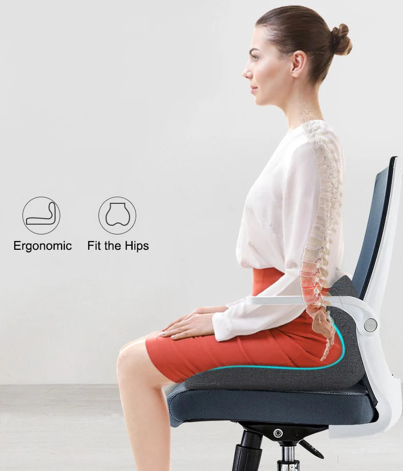 Comfort Support | Orthopedic Memory Foam Seat Cushion with Ergonomic Design | Relief for Coccyx and Spine Pain