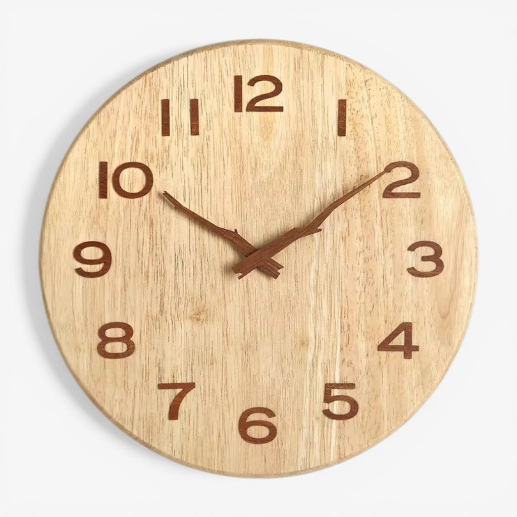 Whisper-Quiet Wooden Wall Clock – Handcrafted Timber Timepiece with Silent Sweep Movement for Living Room, Bedroom, Kitchen & Office Decor