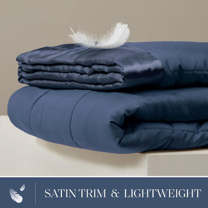 Windom Collection | Down Alternative Blanket with Moisture-Wicking Treatment | Lightweight & Soft Bed Cover for All Seasons, Satin Trim