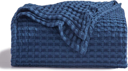 Cozy Haven | Cooling Waffle Queen Blanket with Lightweight Cotton & Bamboo | Soft Summer Throw for Hot Sleepers