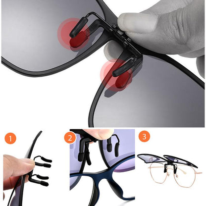 Clip-On Flip-Up Polarized Sunglasses for Prescription Glasses | UV400 Protection Lightweight Driving Eyewear Accessory Outdoor Sports Fishin