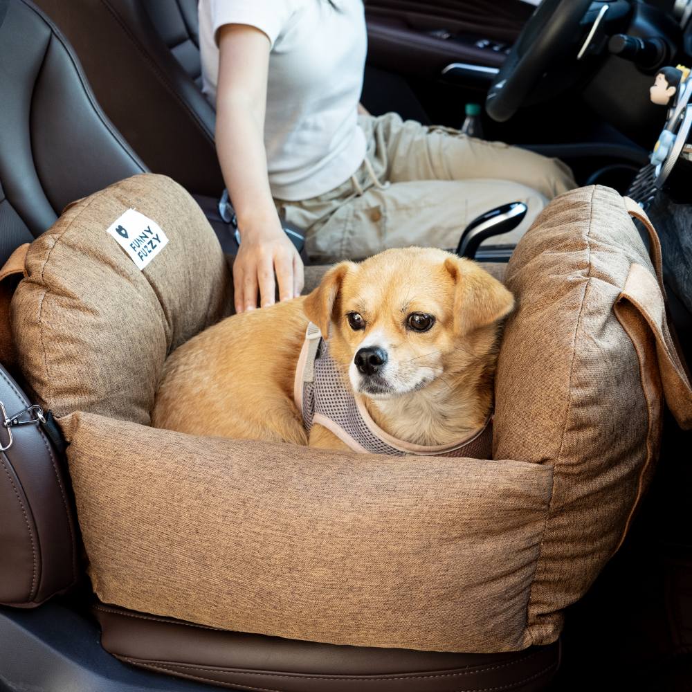 Portable Pet Carrier Booster Seat with Safety Harness and Washable Cover for Small Dogs