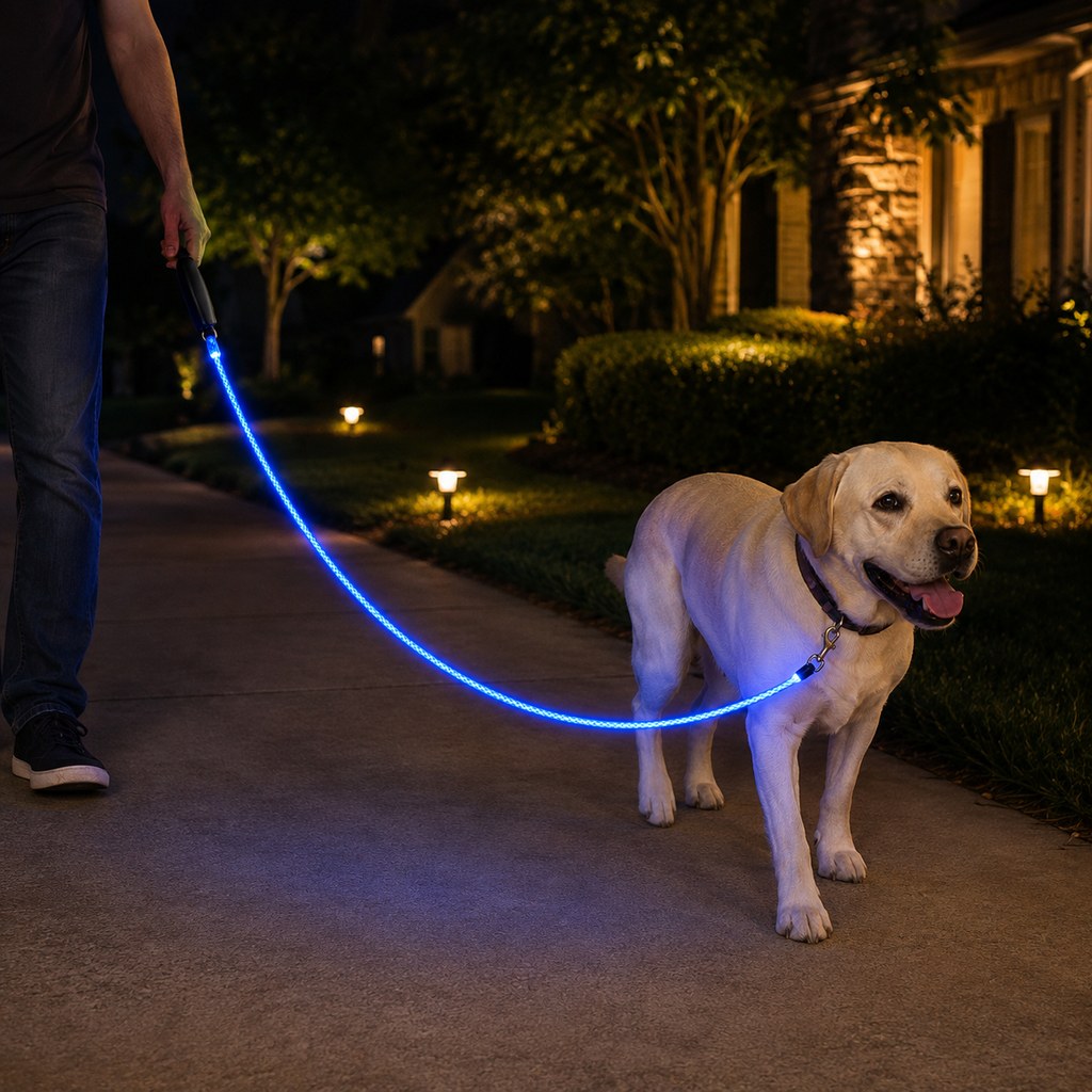 Ortekor NightGlow LED Light-Up Dog Leash for Night Walks - USB Rechargeable Safety Leash That Helps Your Dog Stay Visible in the Dark