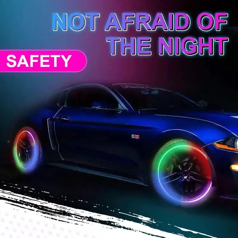 Vibration-Sensing Tire Valve Cap Lights for Bikes & Motorcycles – Auto-On LED Wheel Markers in Red, Blue, Yellow, Green for Nighttime