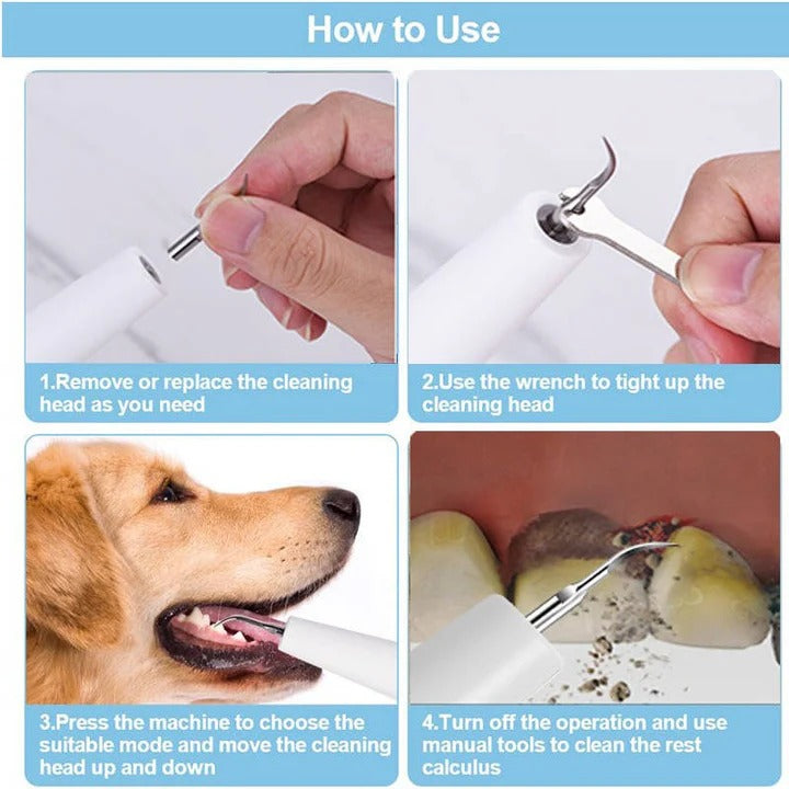 Ultrasonic Dog Teeth Cleaner with LED Light & Auto Gum Sensor for Safe At-Home Pet Dental Care