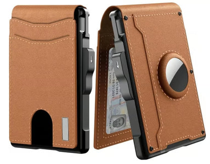 Compact RFID-Blocking Wallet with Pop-Up Card Holder & Money Clip for Men & Women – Slim Aluminum & Leather Bifold Design