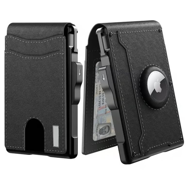 Compact RFID-Blocking Wallet with Pop-Up Card Holder & Money Clip for Men & Women – Slim Aluminum & Leather Bifold Design